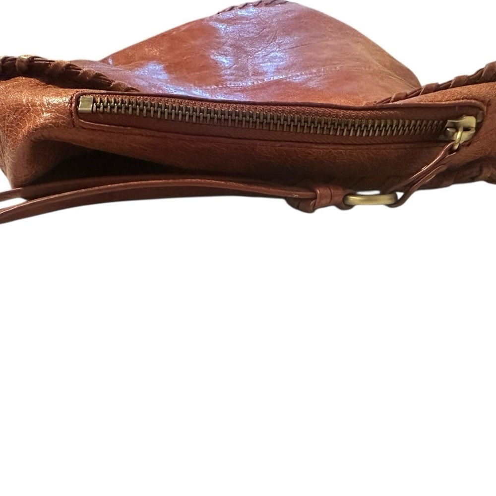 Hobo Originals Brown Leather Shoulder Bag Magnetic Top Zipper Side Pocket - Picture 4 of 8